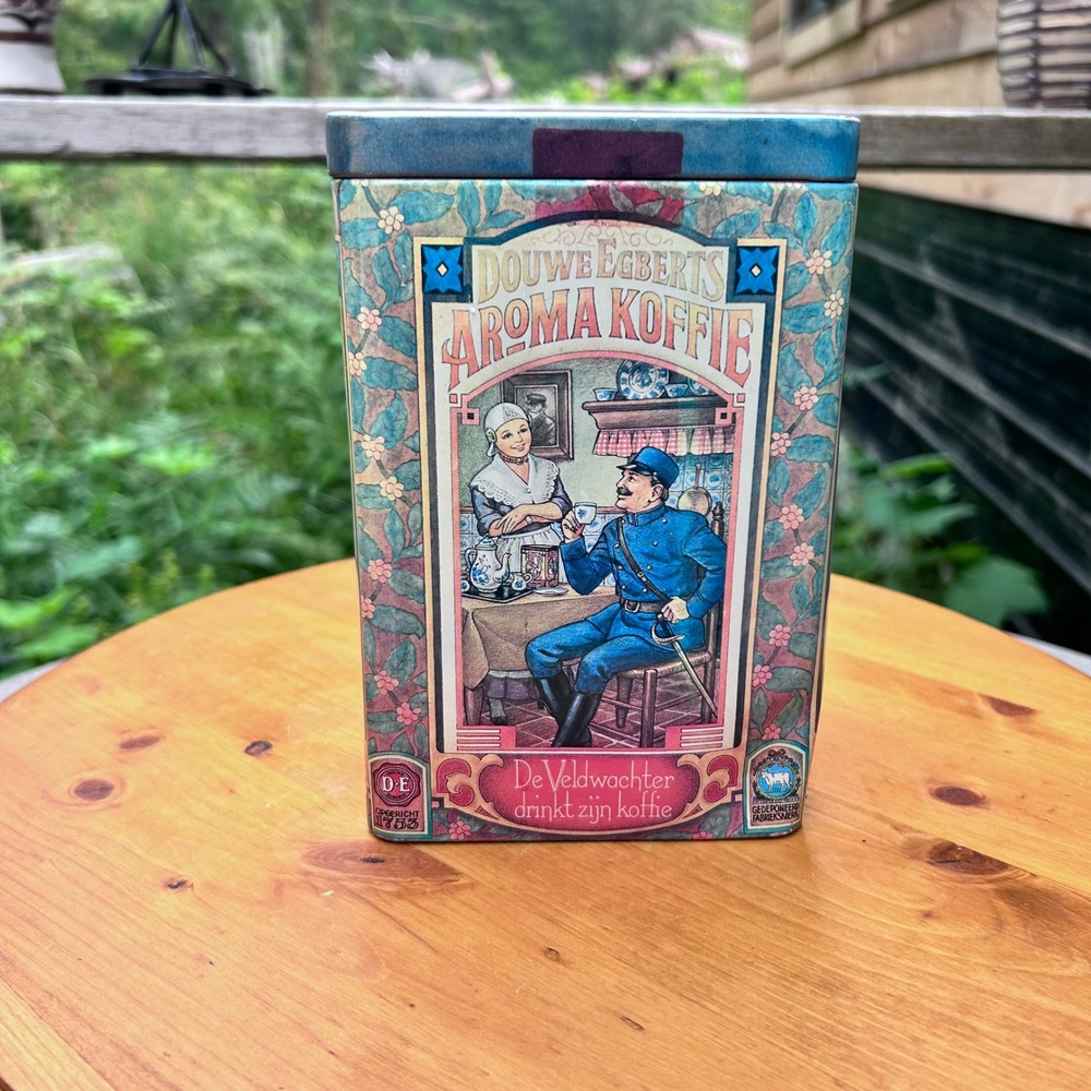 Vintage Aroma Koffie Dutch Advertising Coffee Tin Storage Box Douwe Egberts